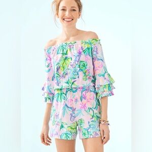 Lilly Pulitzer Calla Romper Mermaid in the Shade ~ XS